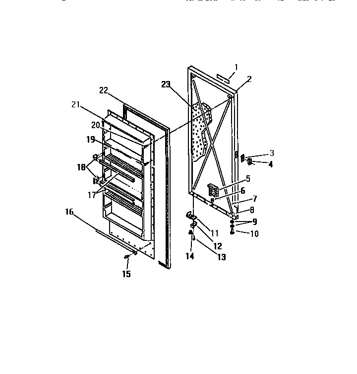 Frigidaire UFS16KW2 freezer door panels diagram