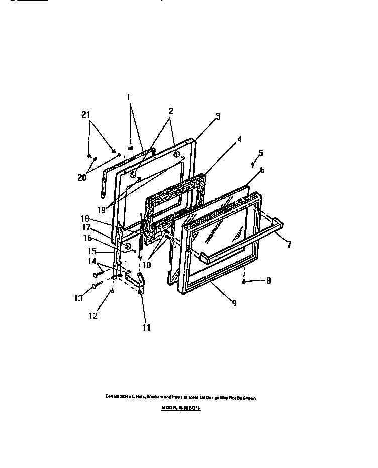 Frigidaire RGS35CL1 oven door, panels diagram