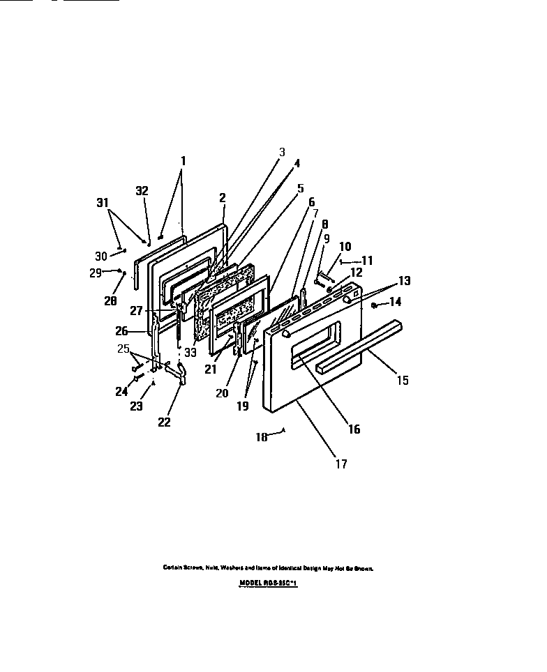 Frigidaire RGS35CL1 oven door panels diagram