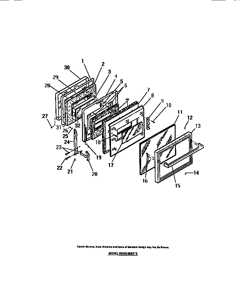 Frigidaire RGS35CL1 oven door panels diagram