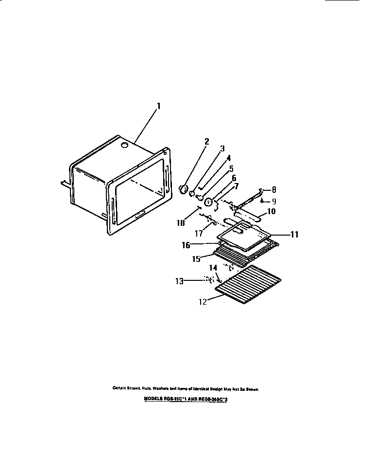 Frigidaire RGS35CL1 oven liner, bake and broil elements diagram