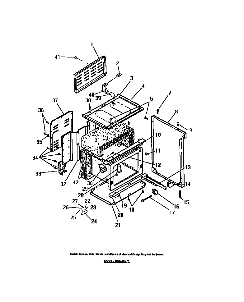 Frigidaire RGS35CL1 oven liner, side panels diagram