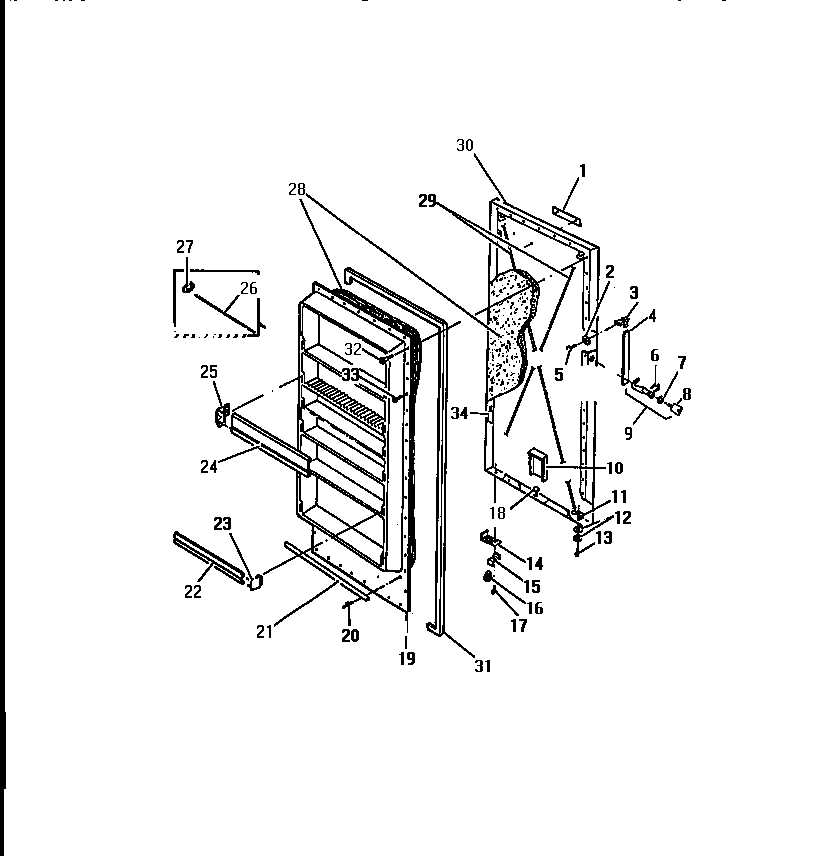 Frigidaire UF13DL4 freezer door  panels diagram