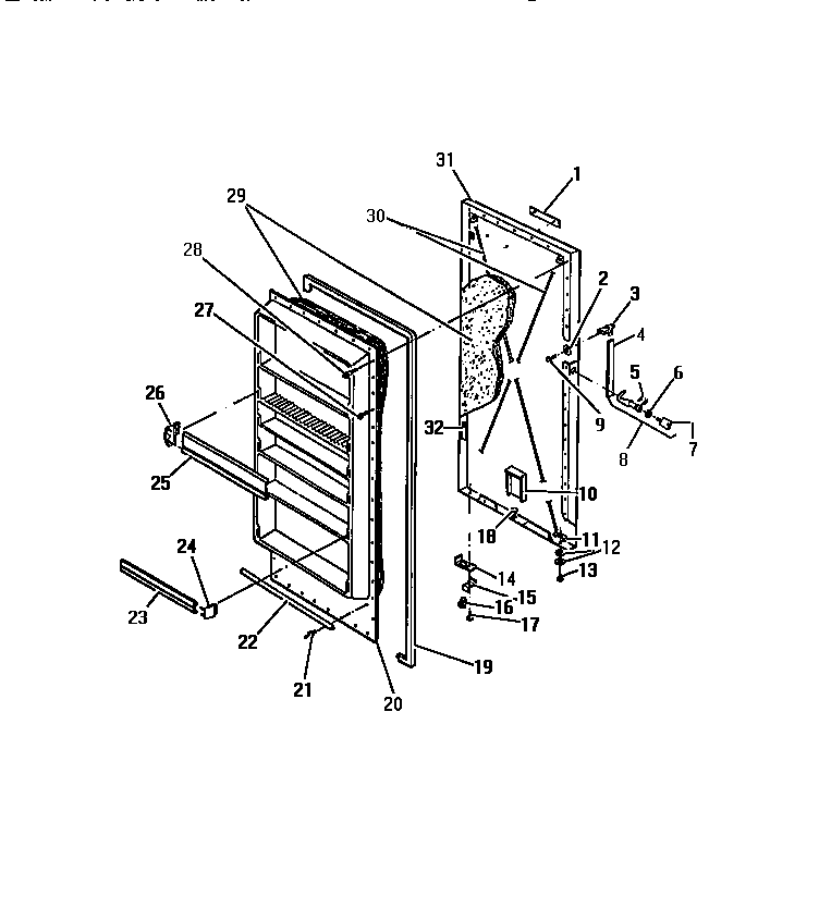 Frigidaire UF13DL4 freezer door panels diagram