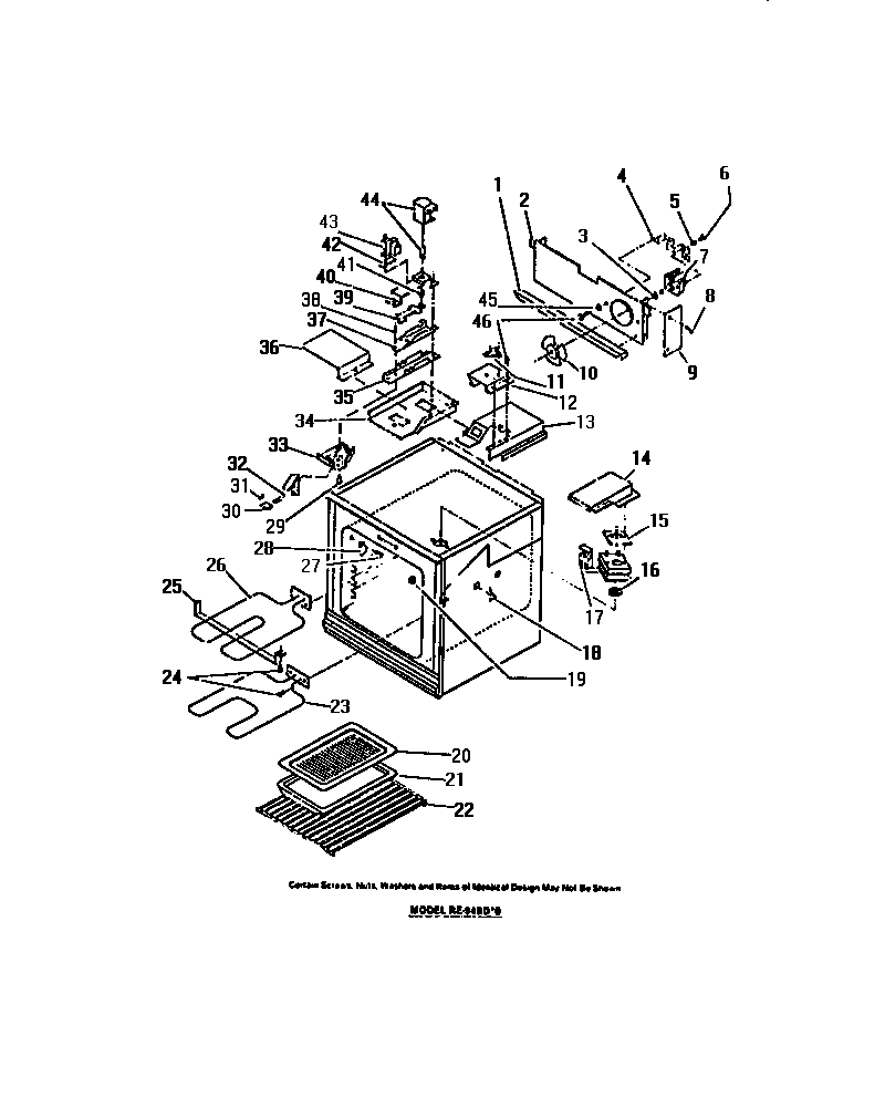Frigidaire RE94BDB0 latch mechanism, vent, fan, elements diagram
