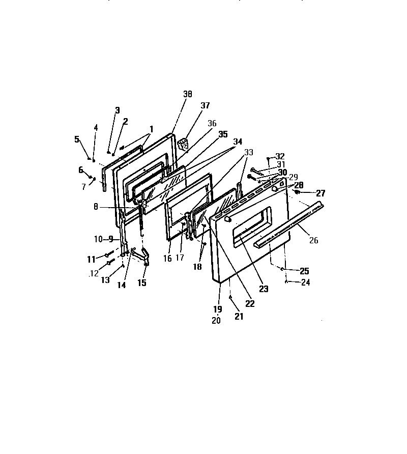 Frigidaire REG46CW0 oven door panels diagram