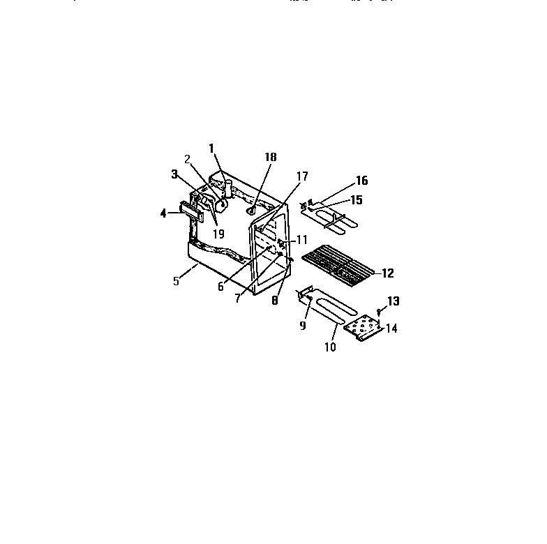 Frigidaire REG46CW0 oven liner, heating elements diagram