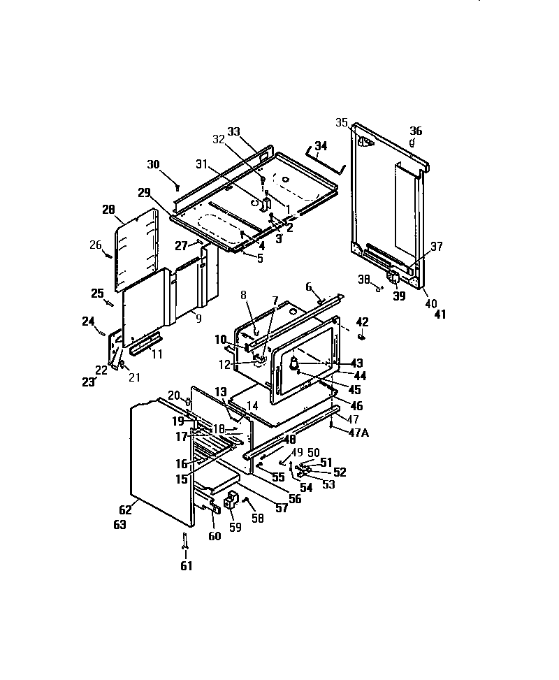 Frigidaire REG46CW0 oven liner, side panels diagram