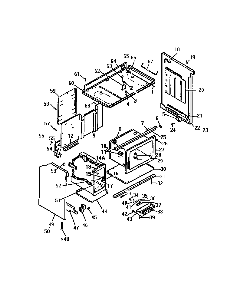 Frigidaire REG46CW0 oven liner, side panels diagram