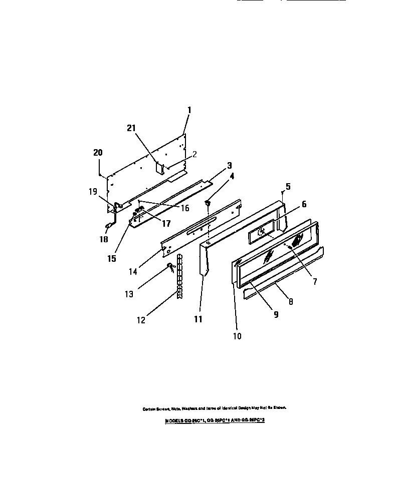 Frigidaire GG32BPCL0 console, panels diagram