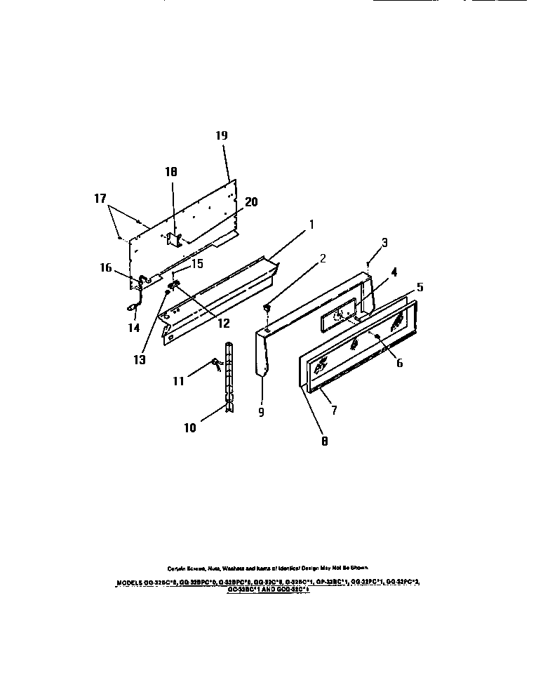 Frigidaire GG32BPCL0 console, panels diagram