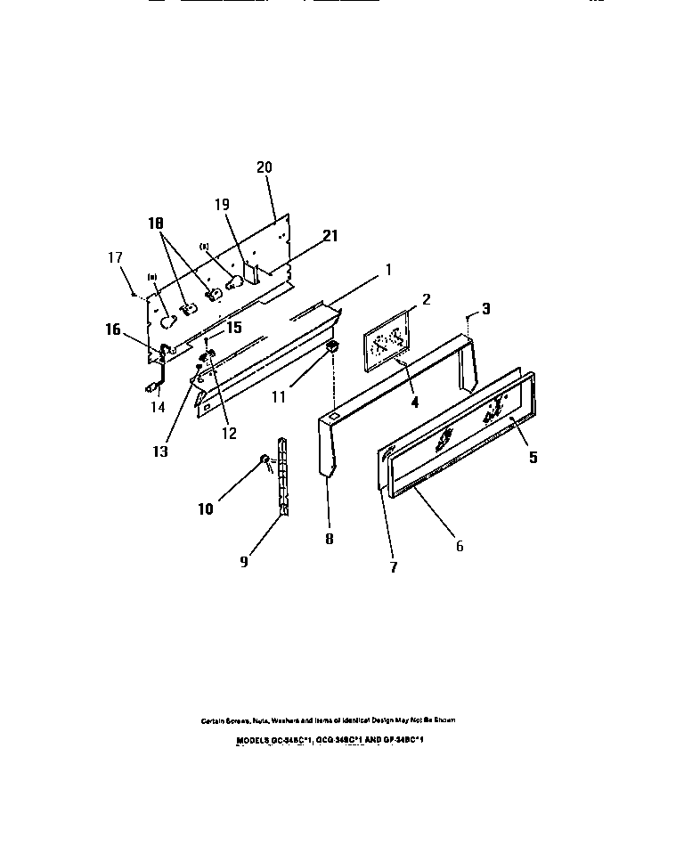 Frigidaire GG32BPCL0 console, panels diagram