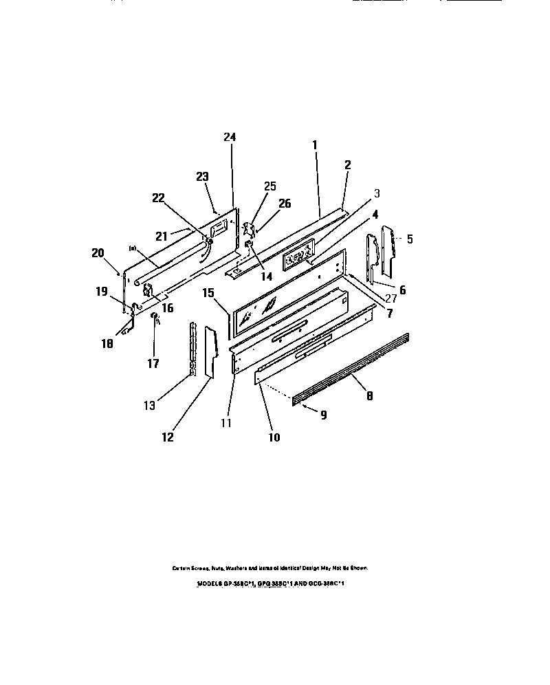 Frigidaire GG32BPCL0 console, panels diagram