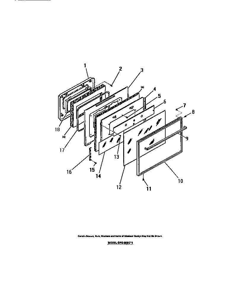 Frigidaire GG32BPCL0 oven door, panels diagram