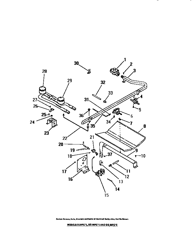 Frigidaire GG32BPCL0 burners, ignitors, controls diagram