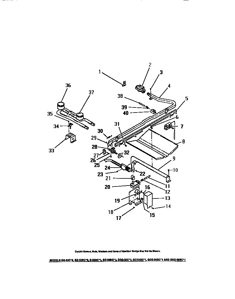 Frigidaire GG32BPCL0 burners, ignitors, controls diagram
