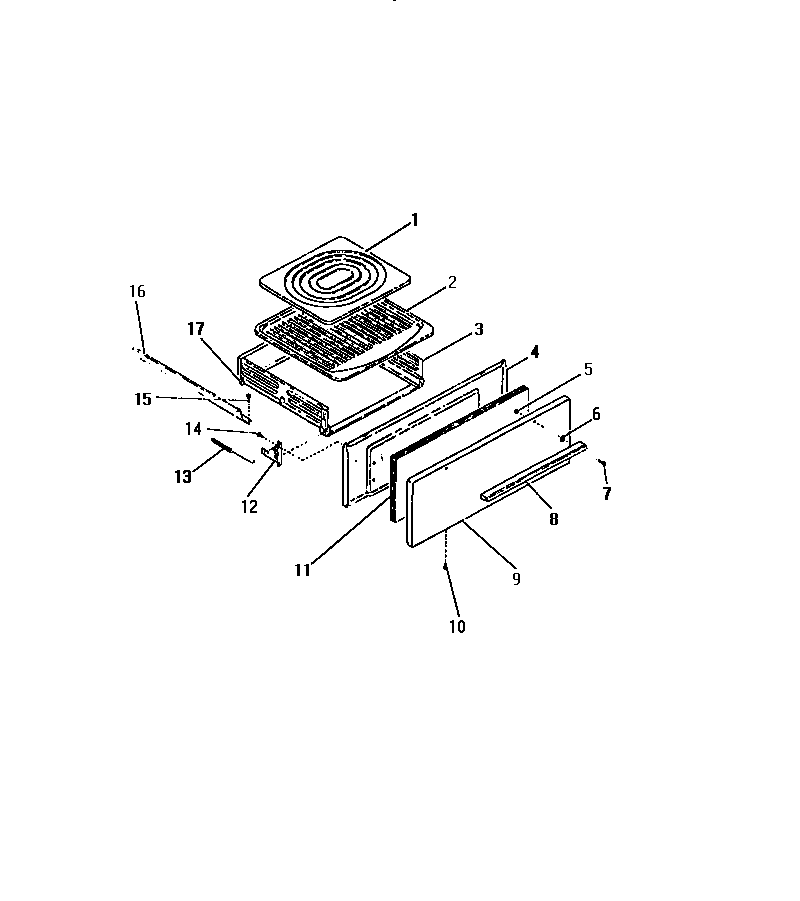 Frigidaire G30PCL0 broiler drawer, panels diagram