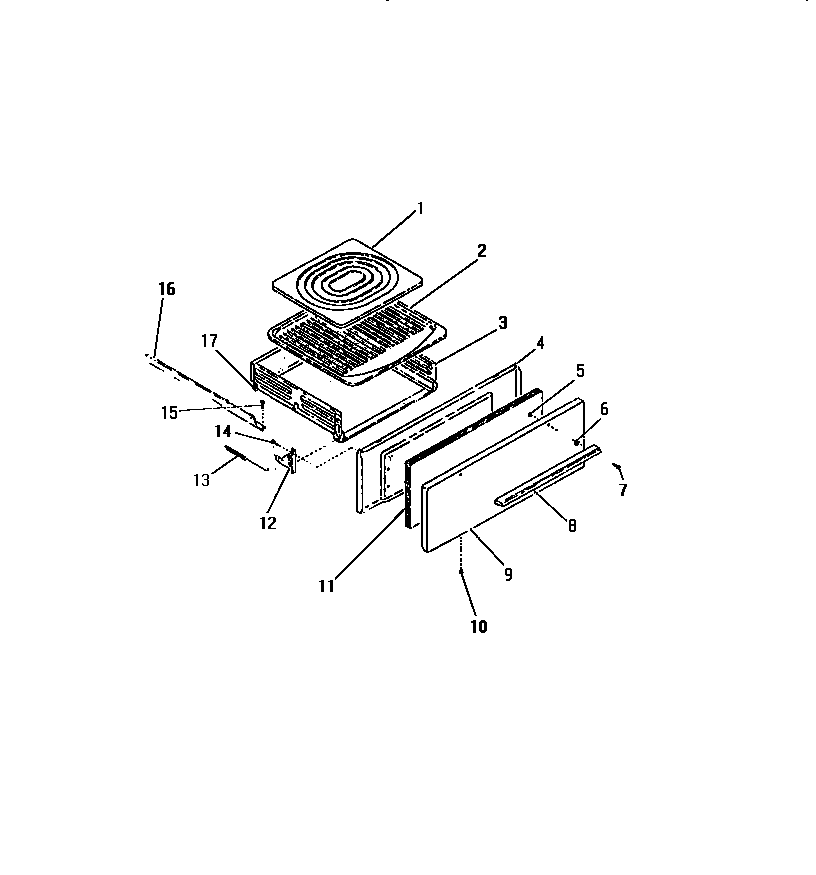 Frigidaire G30PCL0 broiler drawer, panels diagram
