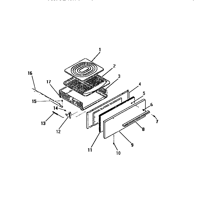 Frigidaire G30PCL0 broiler drawer, panels diagram