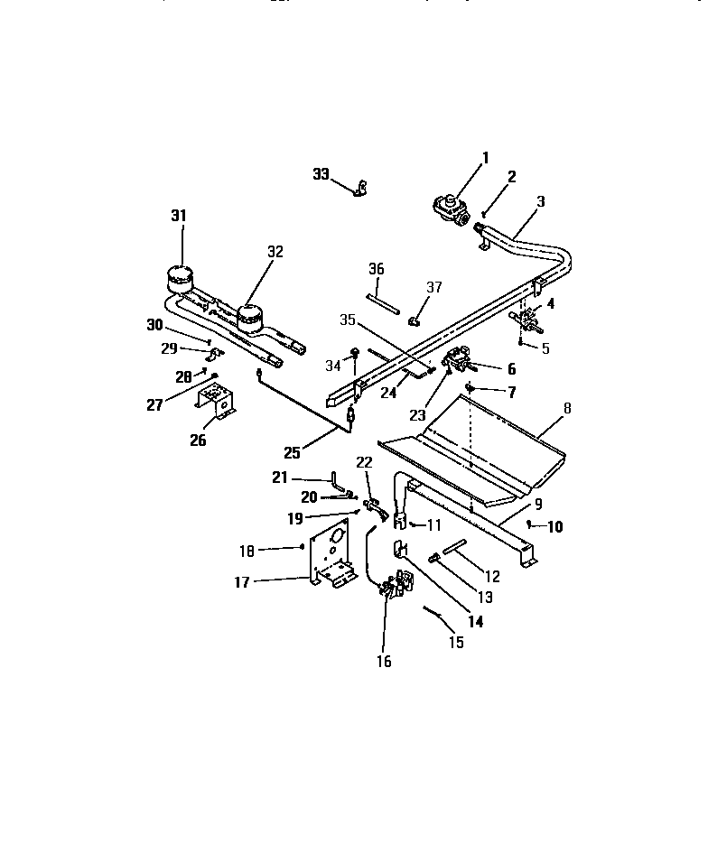 Frigidaire G30PCL0 burners, ignitors, controls diagram