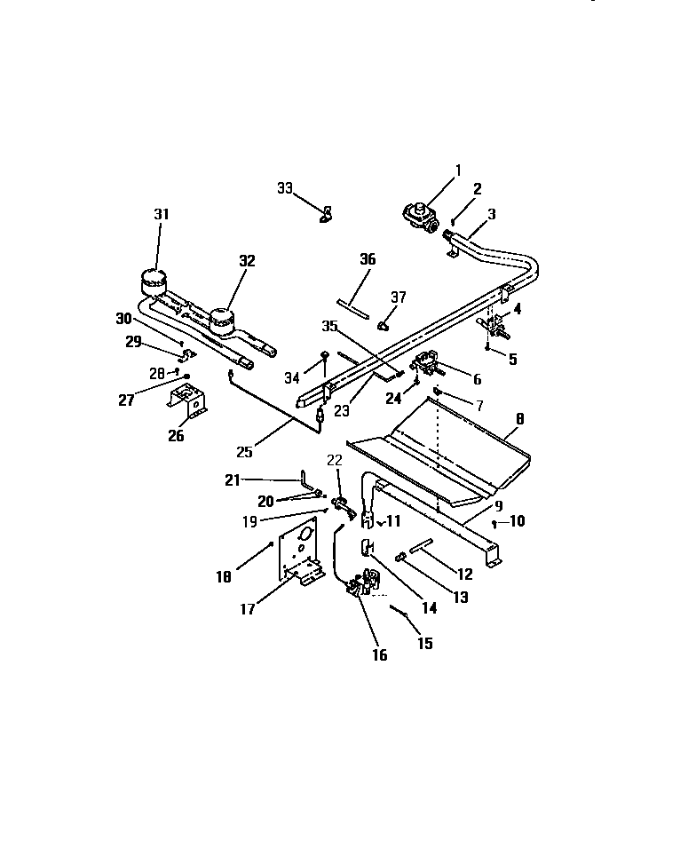 Frigidaire G30PCL0 burners, ignitors, controls diagram
