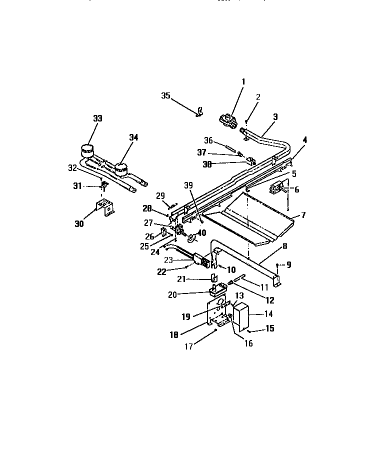 Frigidaire G30PCL0 burners, ignitors, controls diagram
