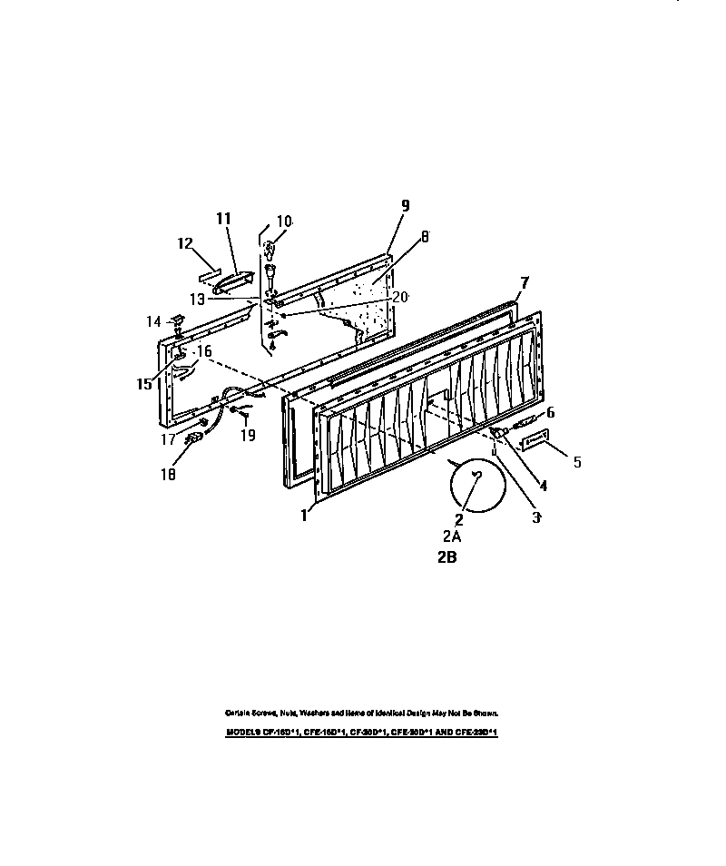 Frigidaire CFE16DL1 cabinet lid diagram