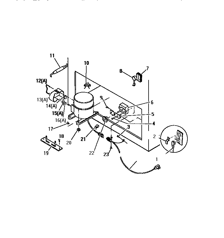 Frigidaire CFE16DL1 compressor, electrical controls diagram