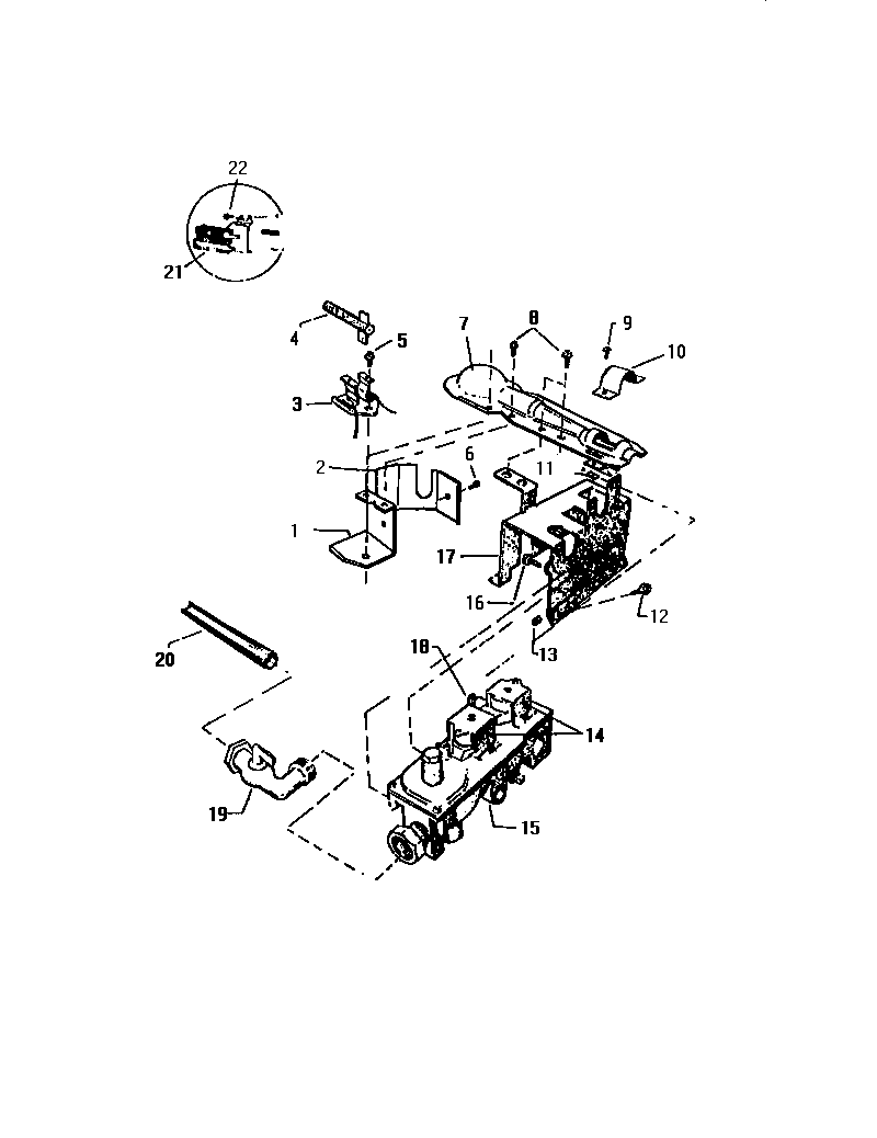 White-Westinghouse DG600EXH1 gas valve burner assy., sensor diagram