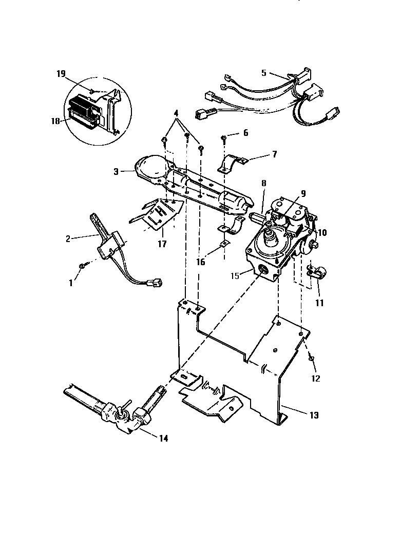 White-Westinghouse DG600EXH1 gas valve burner assy., sensor diagram
