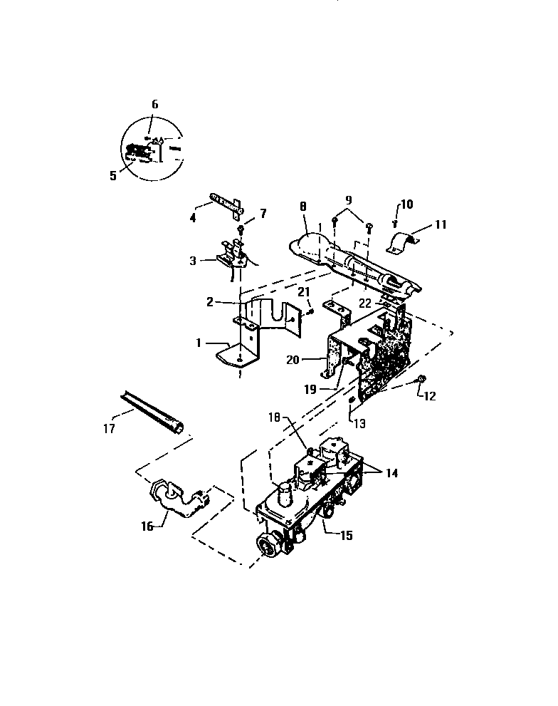 White-Westinghouse DG700EXV5 gas valve burner assy., sensor diagram
