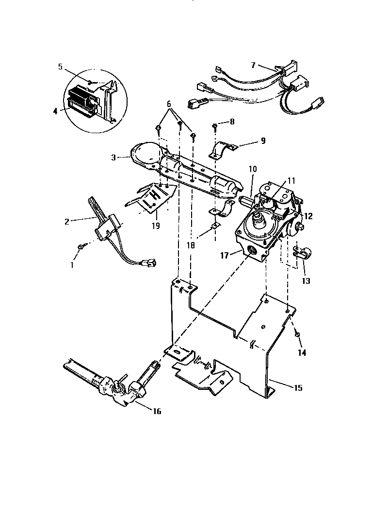 White-Westinghouse DG700EXV5 gas valve burner assy., sensor diagram