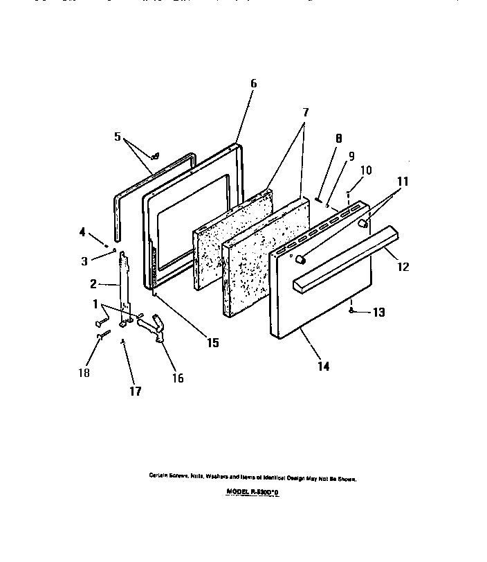 Frigidaire R530DH0 oven door panels diagram