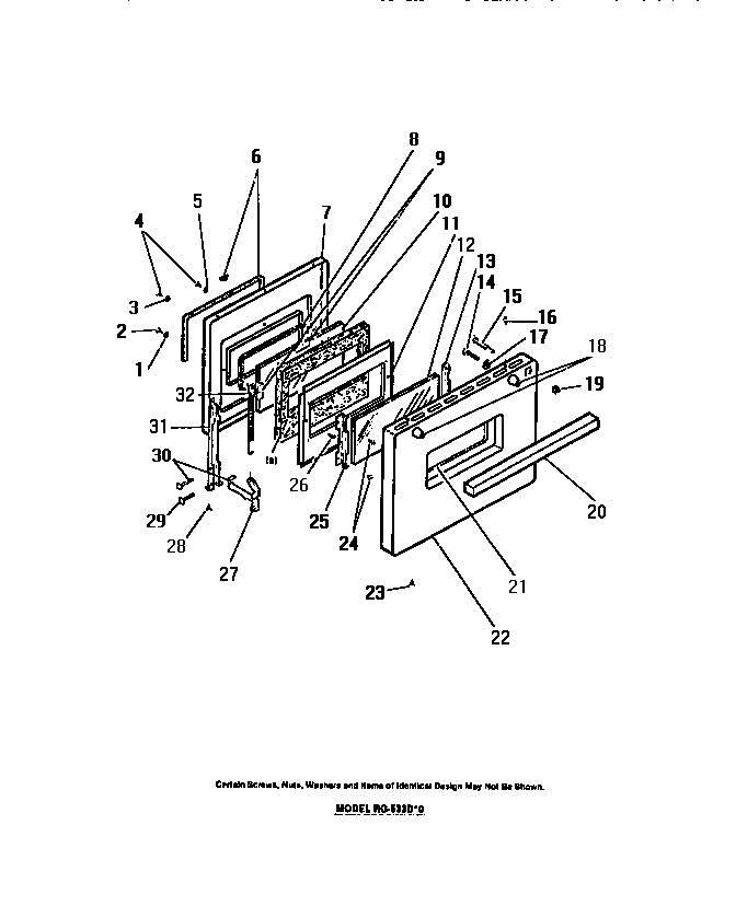 Frigidaire R530DH0 oven door panels diagram