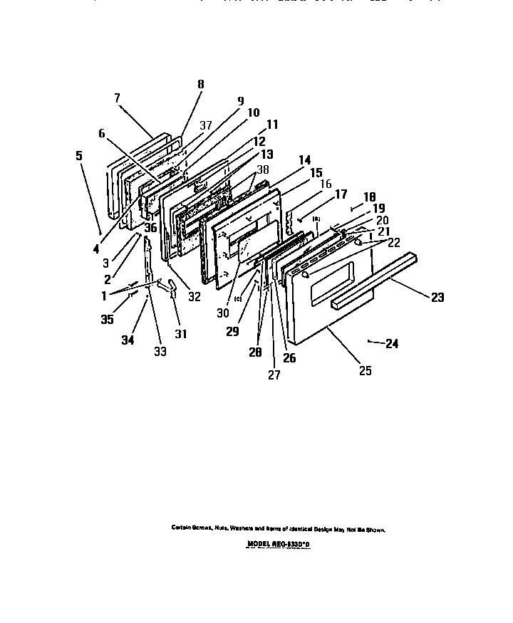 Frigidaire R530DH0 oven door panels diagram