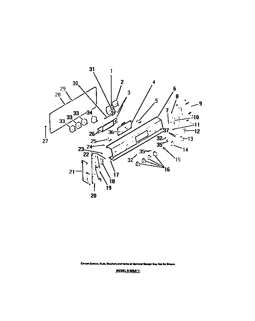 Frigidaire RG35AH1 control panel, controls diagram