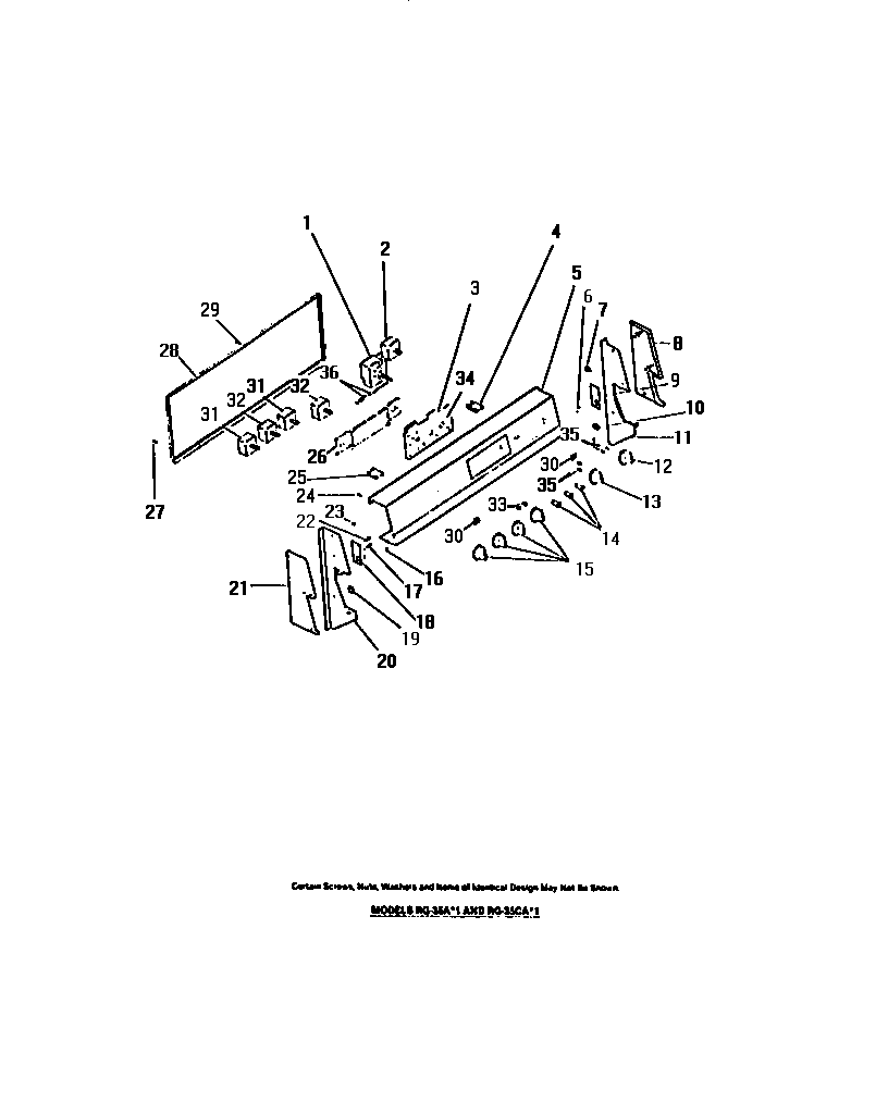 Frigidaire RG35AH1 control panel, controls diagram
