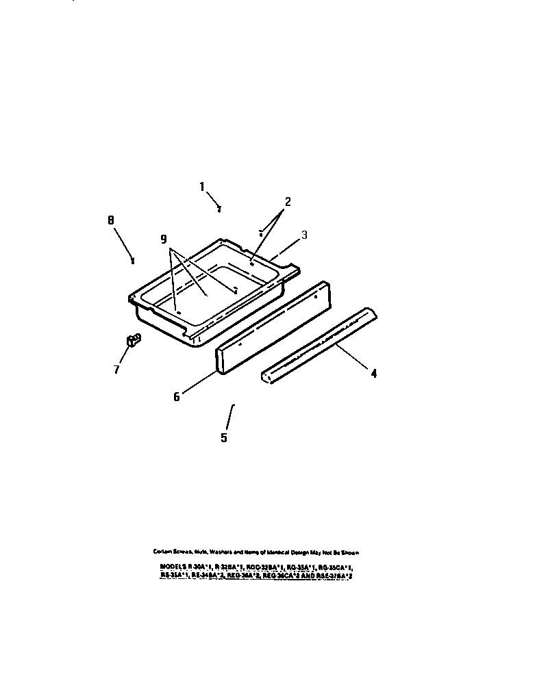 Frigidaire RG35AH1 storage drawer diagram