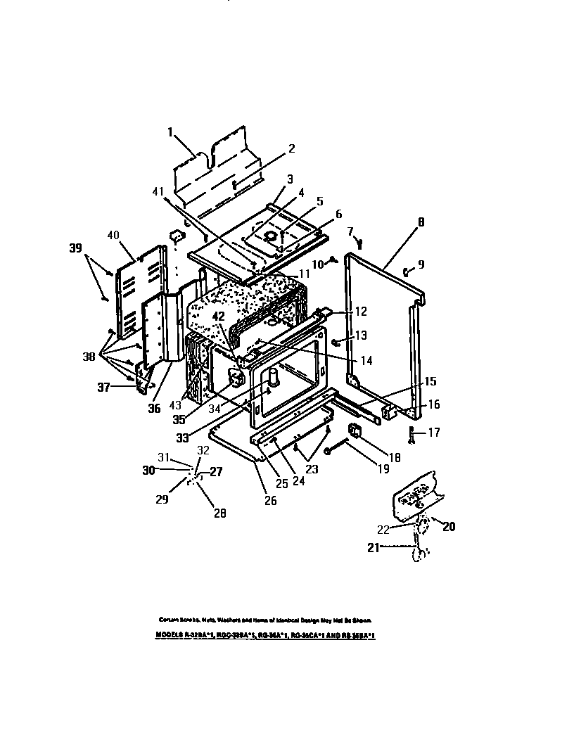 Frigidaire RG35AH1 oven liner, side panels diagram