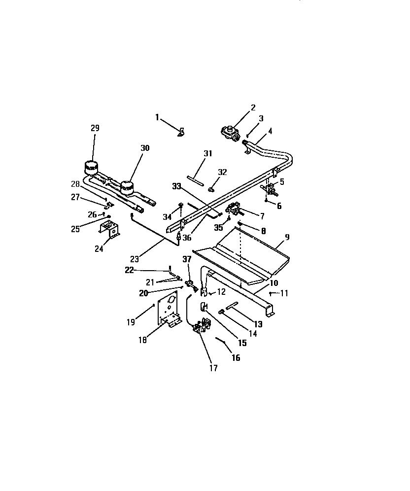 Frigidaire G21PCL1 burners, ignitors, controls diagram