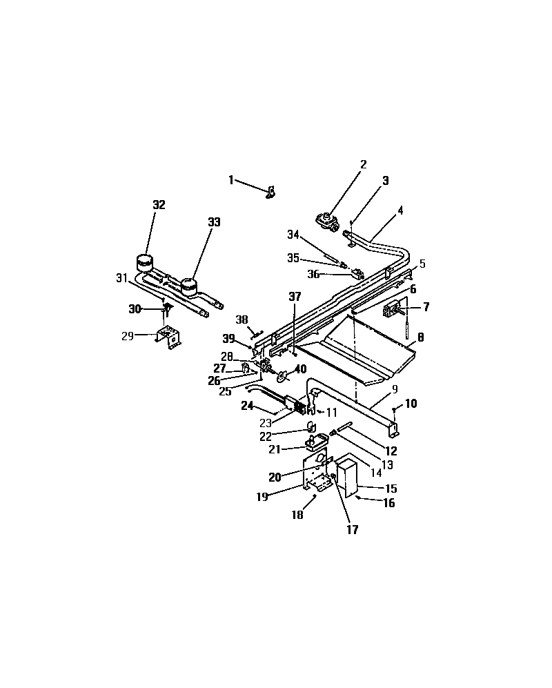 Frigidaire G21PCL1 burners, ignitors, controls diagram