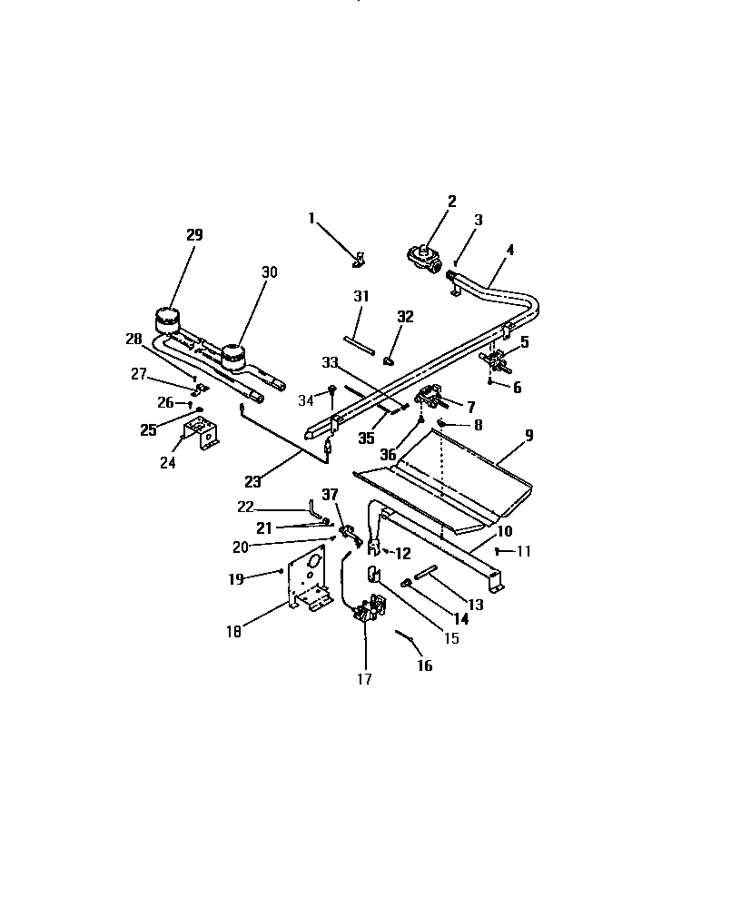 Frigidaire G21PCL1 burners, ignitors, controls diagram