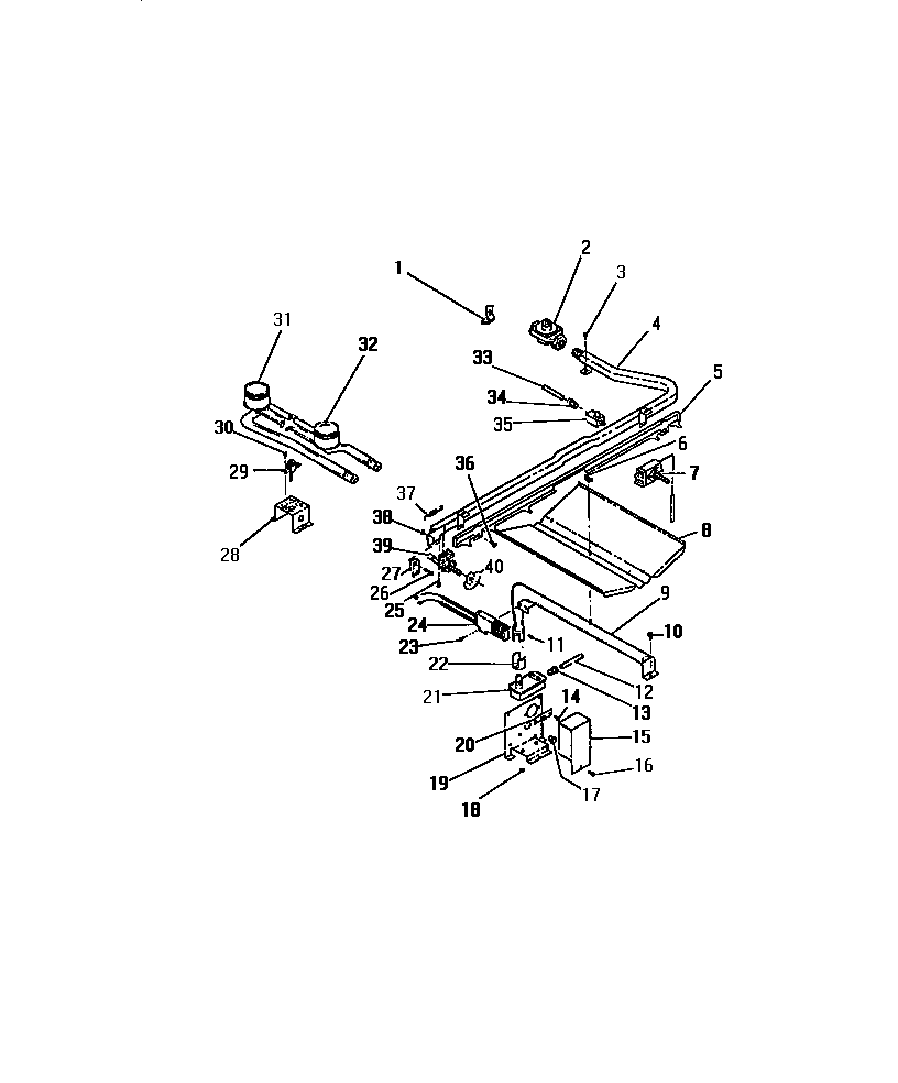 Frigidaire G21PCL1 burners, ignitors, controls diagram