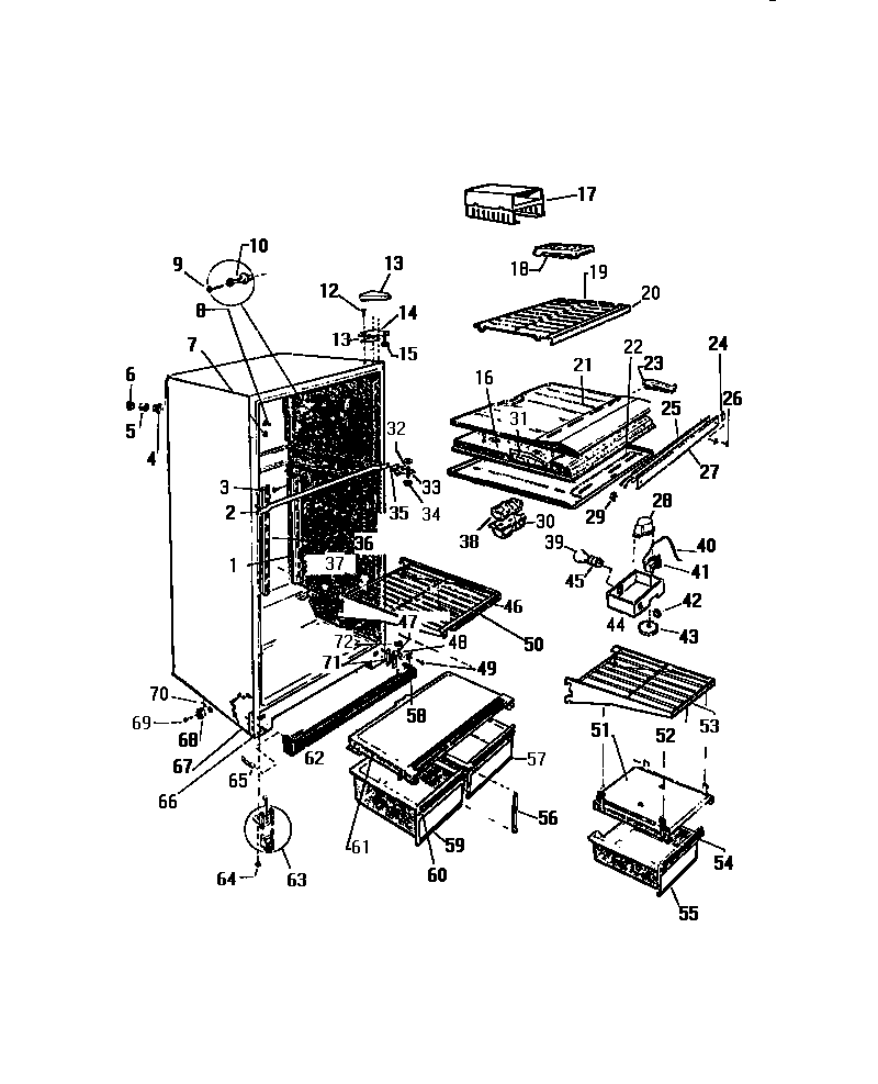 White-Westinghouse RT176GCV2 cabinet & shelving diagram