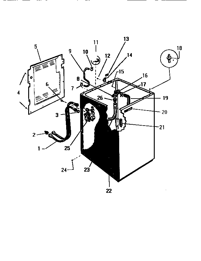 White-Westinghouse LA560JXH3 cabinet, hoses diagram
