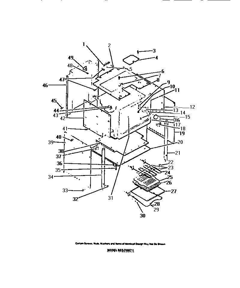 Frigidaire REG77BCB1 oven liner, heating elements, panels diagram