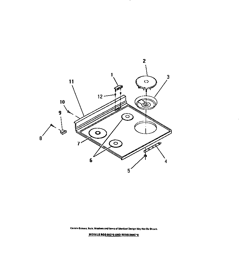 Frigidaire REGS36BCH0 top diagram