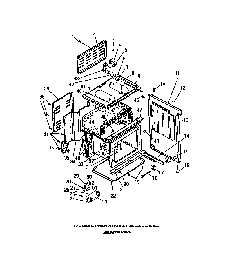 Frigidaire REGS36BCH0 oven cavity diagram