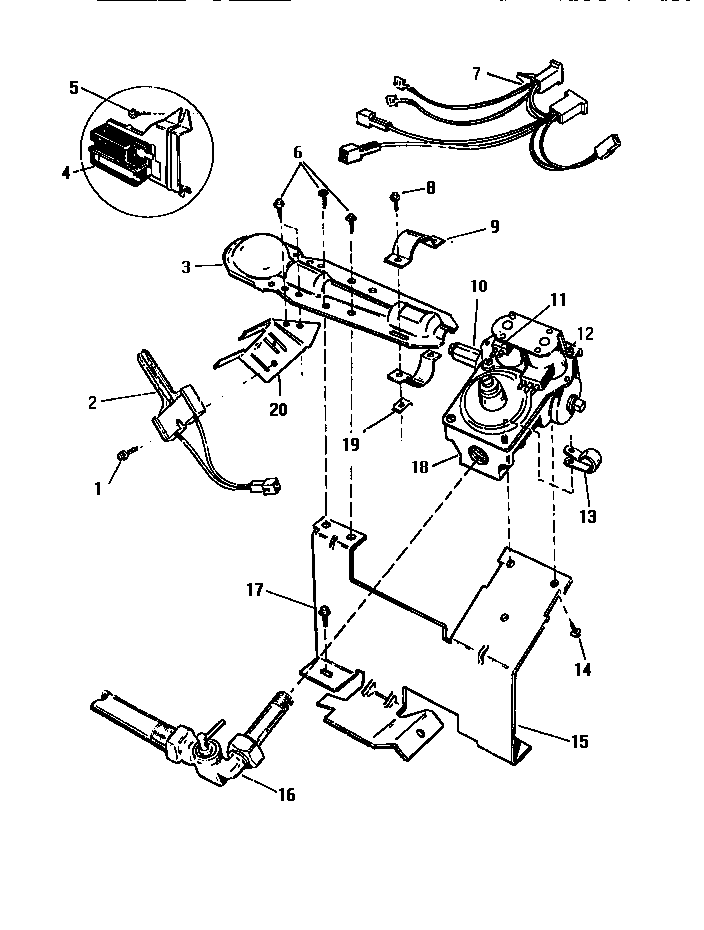 White-Westinghouse DG250JXW1 gas valve burner assemby, sensor diagram