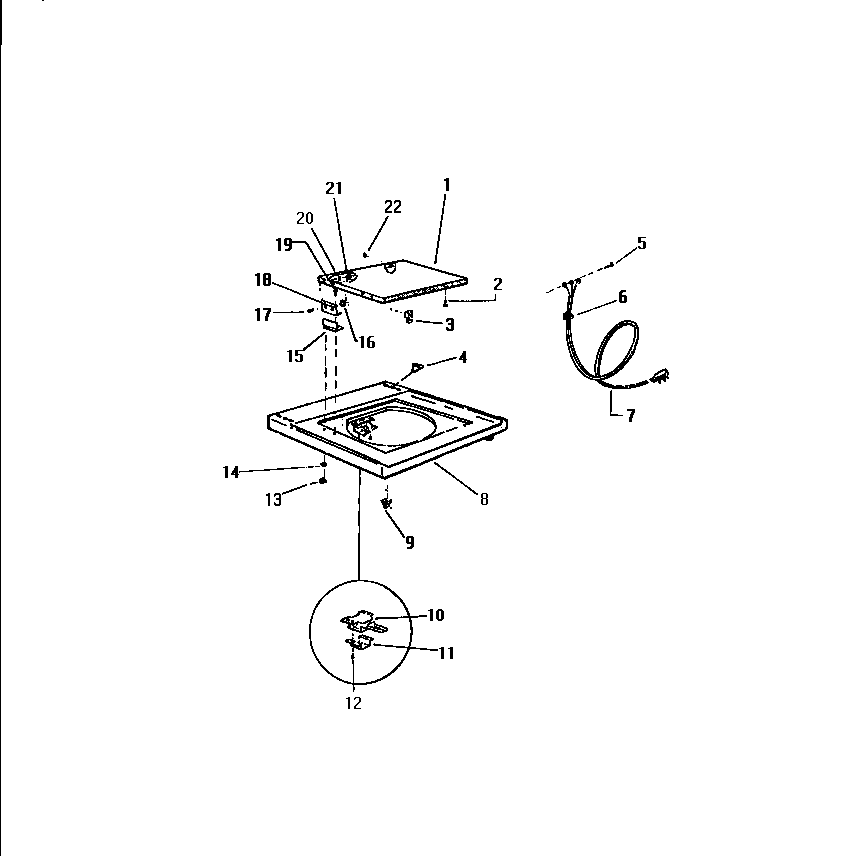 White-Westinghouse LA271EXW2 top panel diagram